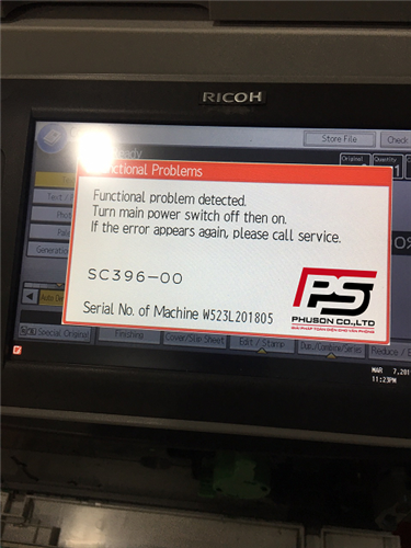 Hướng dẫn sửa lỗi SC 396 trên máy Photocopy Ricoh Aficio MP 4001/5001/4002/5002