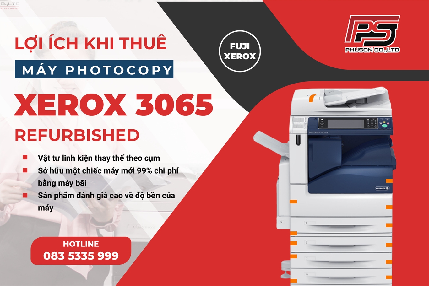 Ưu điểm thuê máy photocopy Xerox 3065 Refurbished